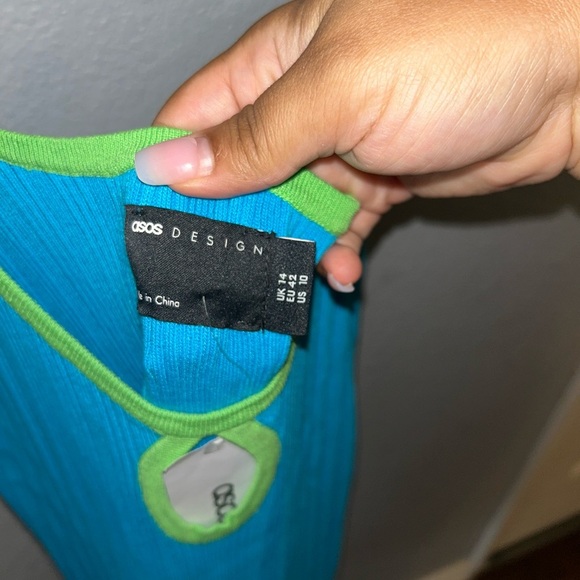 ASOS Blue Dress with Green Trim - Picture 4 of 5